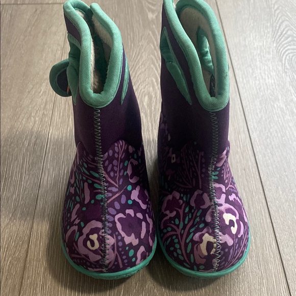 Toddler Bogs Sz 6 6T Purple Boots Winter Insulated Slip On Shoes Girls Floral 6c - Picture 3 of 7